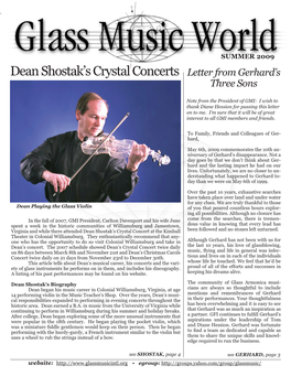 Dean Shostak's Crystal Concerts Letter from Gerhard's
