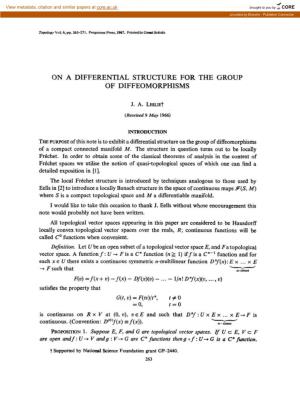 On a Differential Structure for the Group of Diffeomorphisms