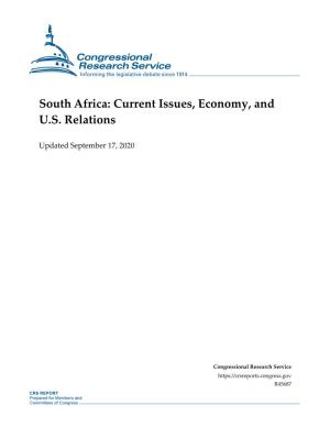 South Africa: Current Issues, Economy, and U.S. Relations