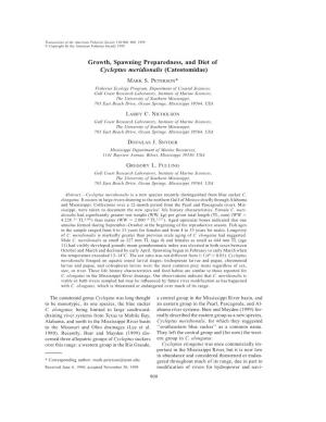 Growth, Spawning Preparedness, and Diet of Cycleptus Meridionalis (Catostomidae)