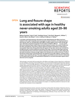Lung and Fissure Shape Is Associated with Age in Healthy Never-Smoking