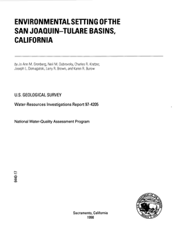 Environmentalsetting Ofthe San Joaquin-Tulare Basins, California