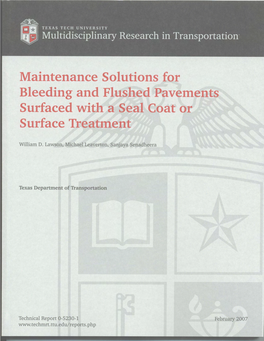 Bleeding and Flushed Pavements Surfaced with a Seal February 2007 Coat Or Surface Treatment 6