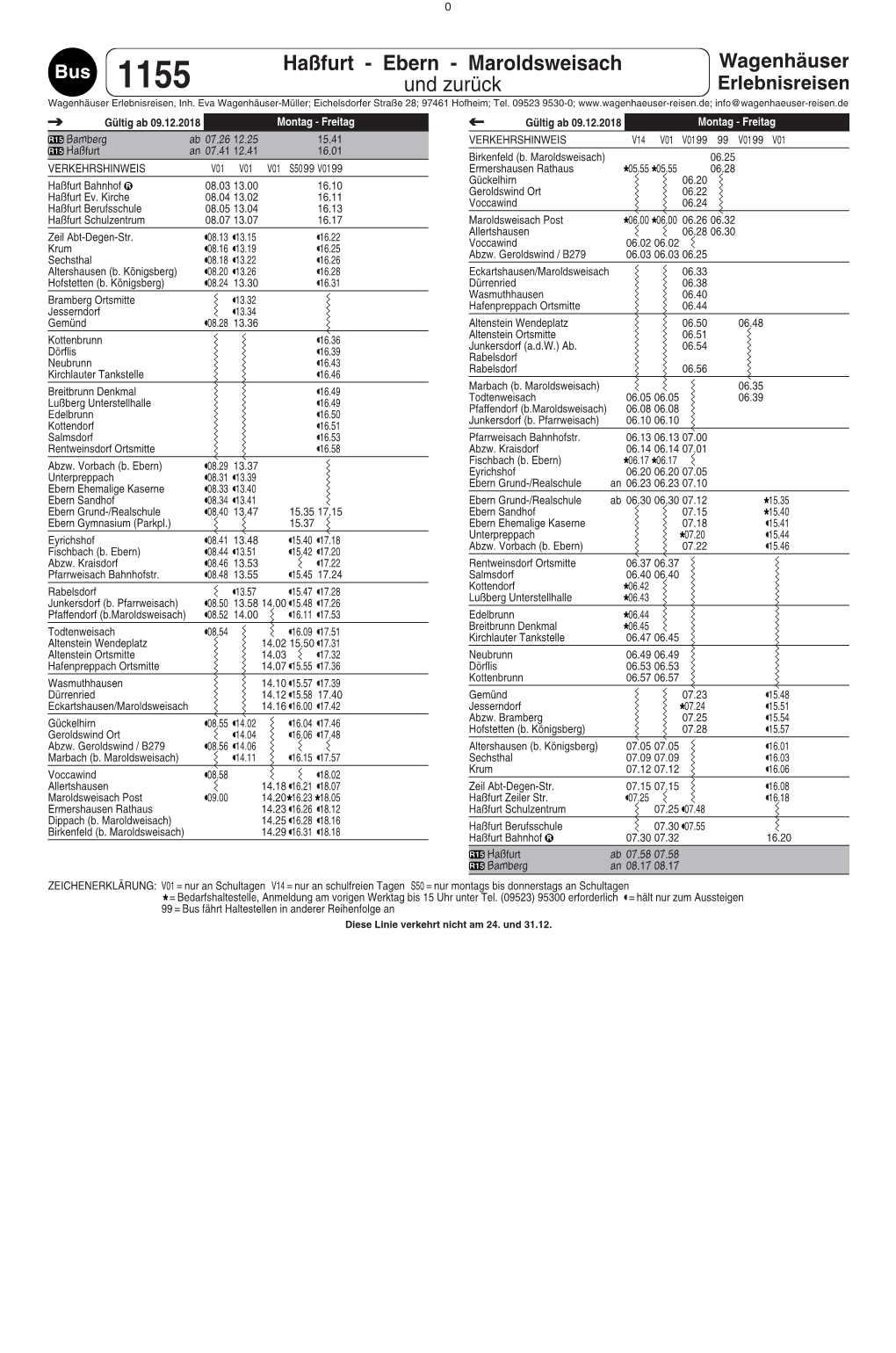 Haßfurt - Ebern - Maroldsweisach 1155 Und Zurück Erlebnisreisen Wagenhäuser Erlebnisreisen, Inh