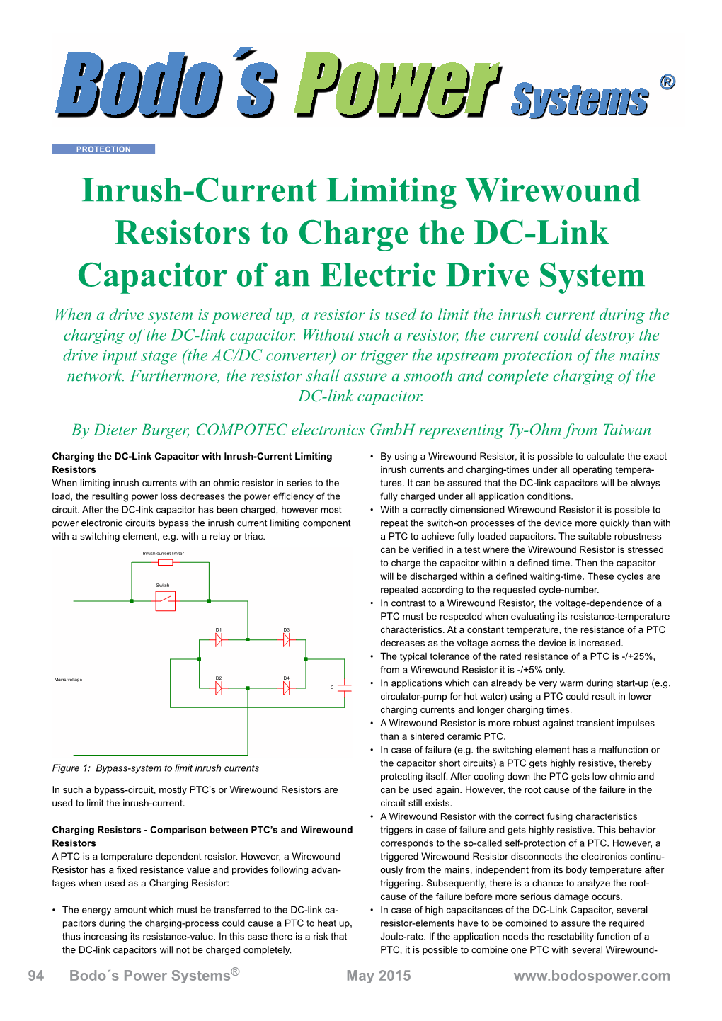 Inrush-Current Limiting Wirewound Resistors to Charge the DC-Link