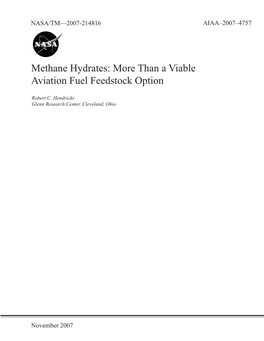 Methane Hydrates: More Than a Viable Aviation Fuel Feedstock Option