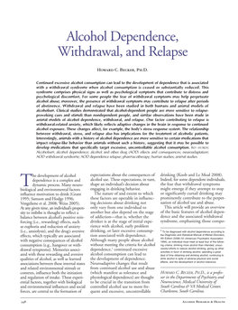 Alcohol Dependence, Withdrawal, and Relapse