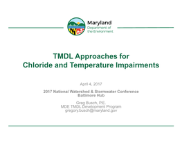 TMDL Approaches for Chloride and Temperature Impairments