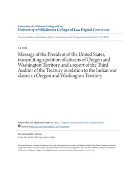 Message of the President of the United States, Transmitting a Petition