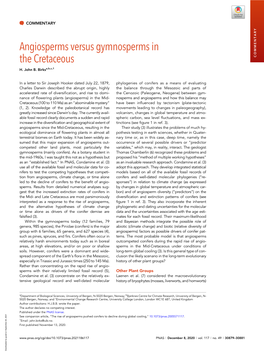Angiosperms Versus Gymnosperms in the Cretaceous COMMENTARY H