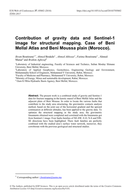 Contribution of Gravity Data and Sentinel-1 Image for Structural Mapping. Case of Beni Mellal Atlas and Beni Moussa Plain (Morocco)