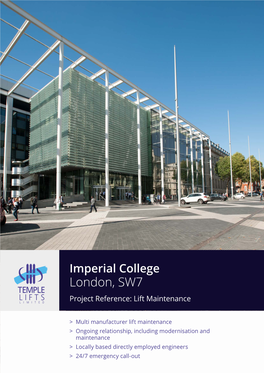 Imperial College London, SW7 Project Reference: Lift Maintenance