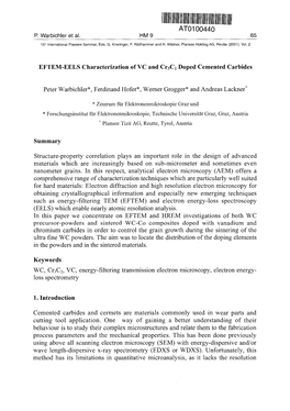 ATO100440 EFTEM-EELS Characterization of VC and Cr3c2