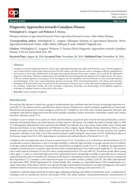 Diagnostic Approaches Towards Camelpox Disease Weledegbrial G