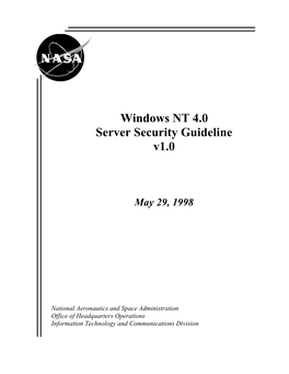Windows NT 4.0 Server Security Guideline V1.0