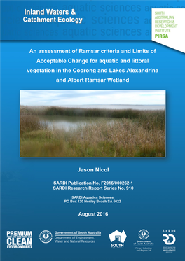 An Assessment of Ramsar Criteria and Limits of Acceptable Change for Aquatic and Littoral Vegetation in the Coorong and Lakes Alexandrina and Albert Ramsar Wetland
