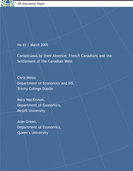 French Canadians and the Settlement of the Canadian West Chris