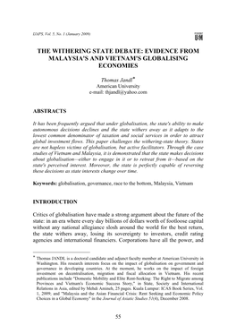 The Withering State Debate: Evidence from Malaysia's and Vietnam's Globalising Economies
