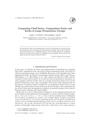Computing Chief Series, Composition Series and Socles in Large Permutation Groups