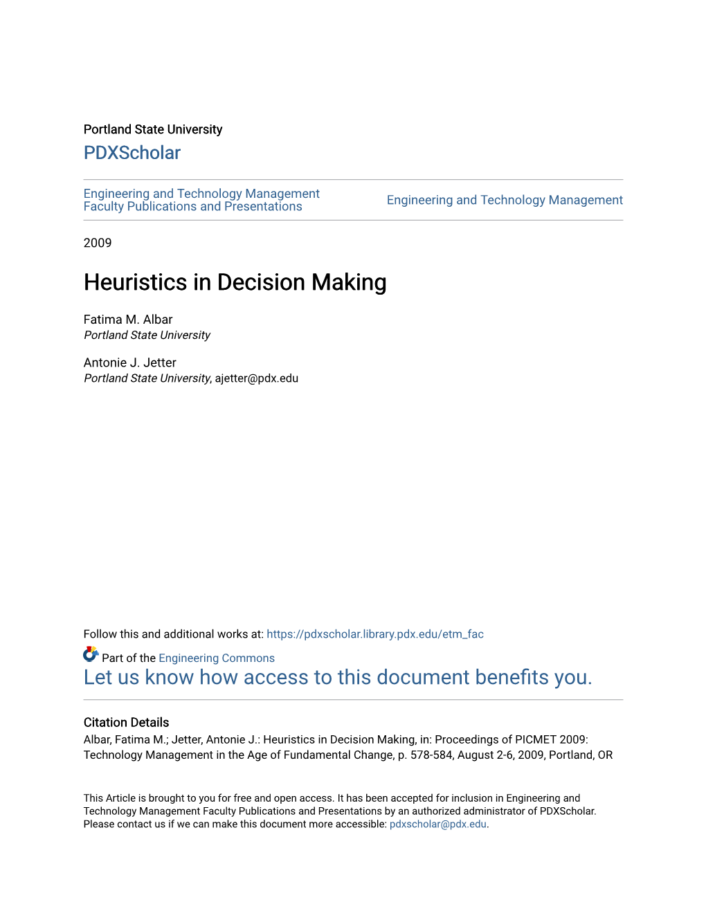 Heuristics in Decision Making