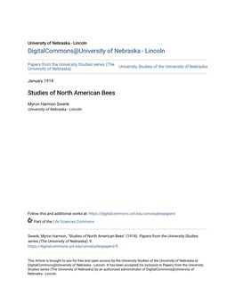 Studies of North American Bees