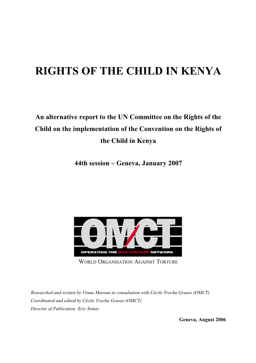 Alternative Report to the Un Committee on the Rights of the Child