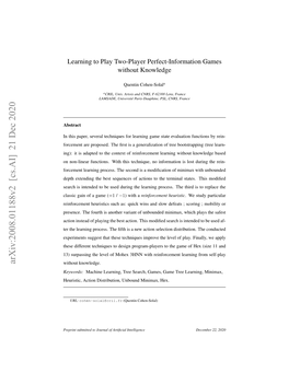 Learning to Play Two-Player Perfect-Information Games Without Knowledge