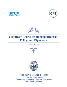 Certificate Course on Humanitarianism, Policy, and Diplomacy