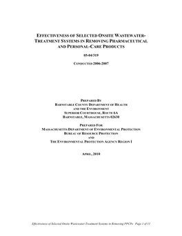 Effectiveness of Selected Onsite Wastewater- Treatment Systems in Removing Pharmaceutical and Personal-Care Products