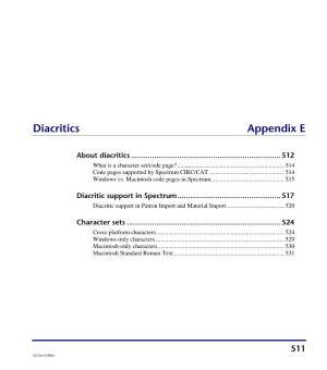 Diacritics Appendix E