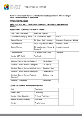 DRAFT Appendix 1 Appointments List