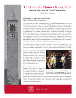 The Cornell Chimes Newsletter News and Notes from the Cornell Chimesmasters
