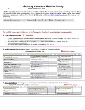 Laboratory Hazardous Materials Survey PI__ Person Completing Form Email:______