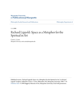 Richard Lippold: Space As a Metaphor for the Spiritual in Art Curtis L