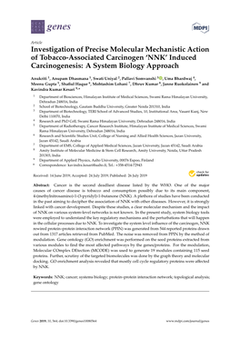 Investigation of Precise Molecular Mechanistic Action of Tobacco-Associated Carcinogen 'NNK' Induced Carcinogenesis: a Syste