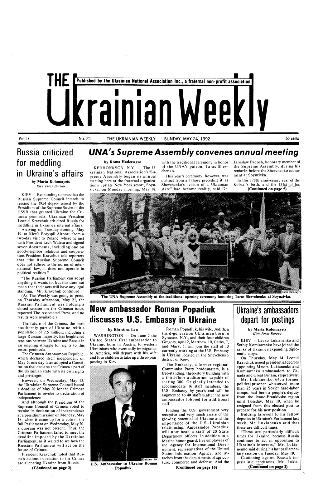 The Ukrainian Weekly 1992, No.21