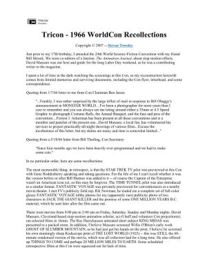 TRICON Graphic Tricon - 1966 Worldcon Recollections