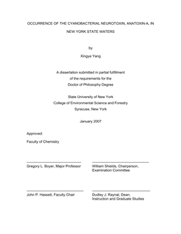Occurrence of a Cyanobacterial Neurotoxin, Anatoxin-A, in New