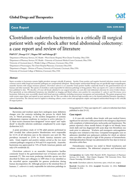 Clostridium Cadaveris Bacteremia in a Critically Ill Surgical Patient