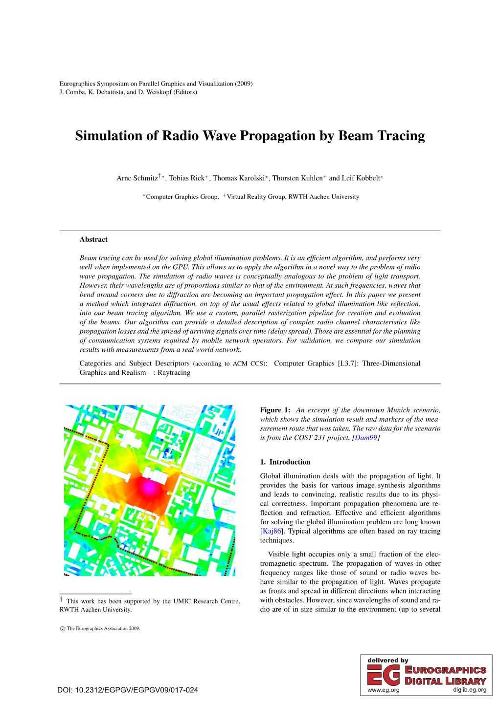 Simulation of Radio Wave Propagation by Beam Tracing