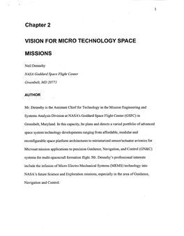 Chapter 2 VISION for MICRO TECHNOLOGY SPACE MISSIONS