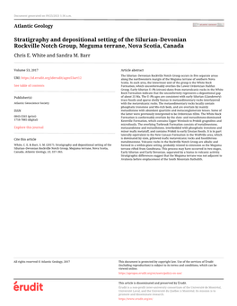 Stratigraphy and Depositional Setting of the Silurian–Devonian Rockville Notch Group, Meguma Terrane, Nova Scotia, Canada Chris E