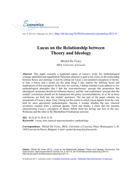 Lucas on the Relationship Between Theory and Ideology