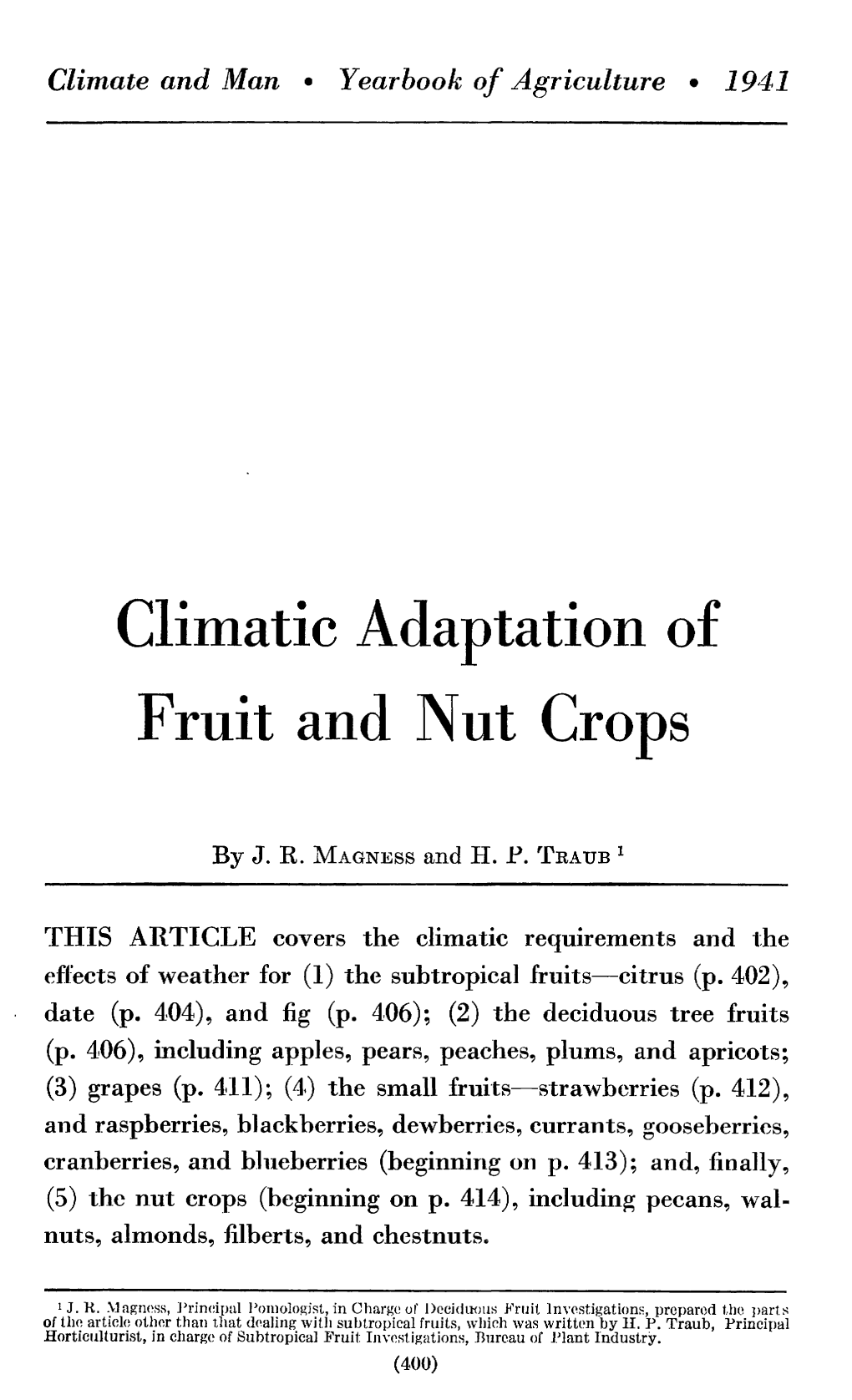 Climatic Adaptation of Fruit and Nut Crops