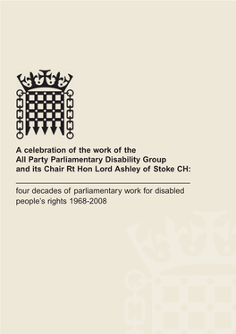 A Celebration of the Work of the All Party Parliamentary Disability