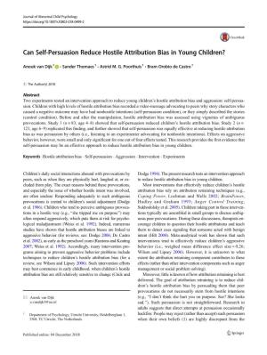 Can Self-Persuasion Reduce Hostile Attribution Bias in Young Children?