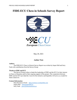 Fide-Ecu Chess in Schools Survey Report 1