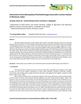Assessment of Microbial Quality of Fresh Beef Tongue Meat Sold in Various Markets in Khartoum, Sudan