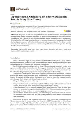 Topology in the Alternative Set Theory and Rough Sets Via Fuzzy Type Theory