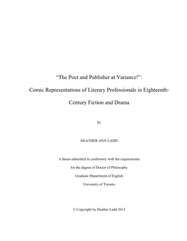 'The Poet and Publisher at Variance!': Comic Representations of Literary